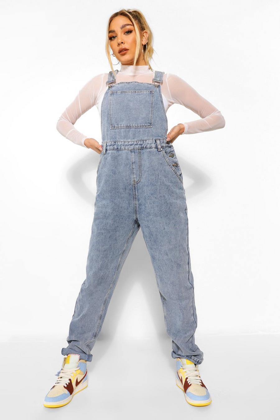 סרבל מבד ג'ינס בשפשוף וינטג' image number 1