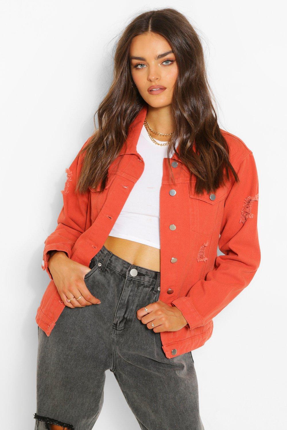 Boohoo red 2025 denim jacket