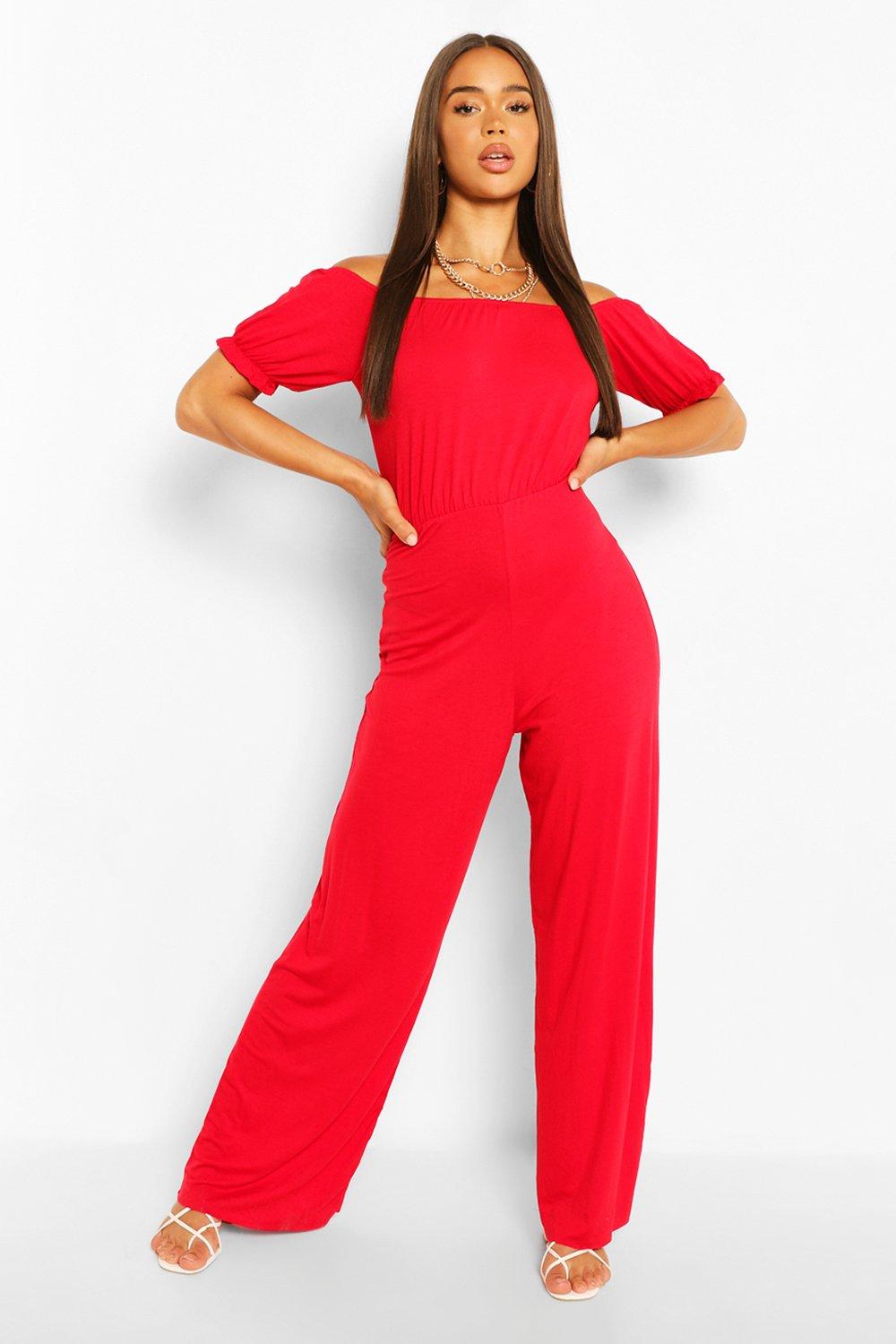 ladies red jumpsuit uk