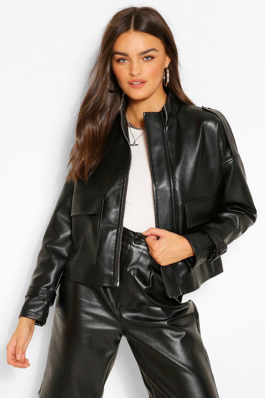 Oversized Boxy Faux Leather Jacket | boohoo