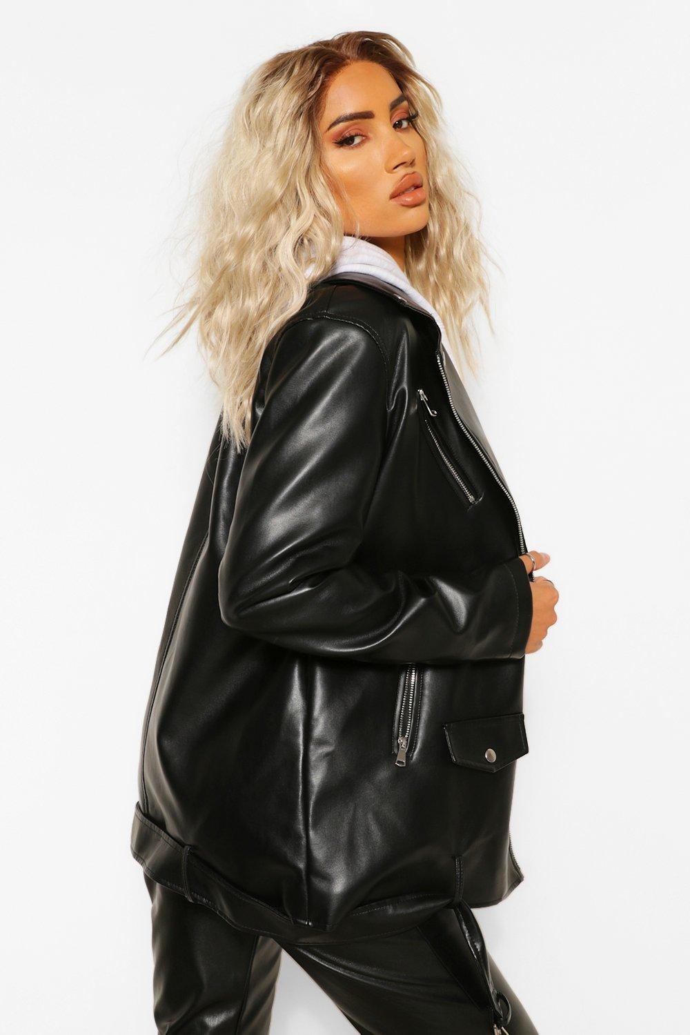 Veste simili cuir online oversize femme