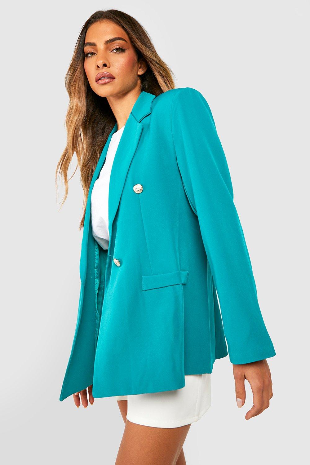 Teal Button Blazer