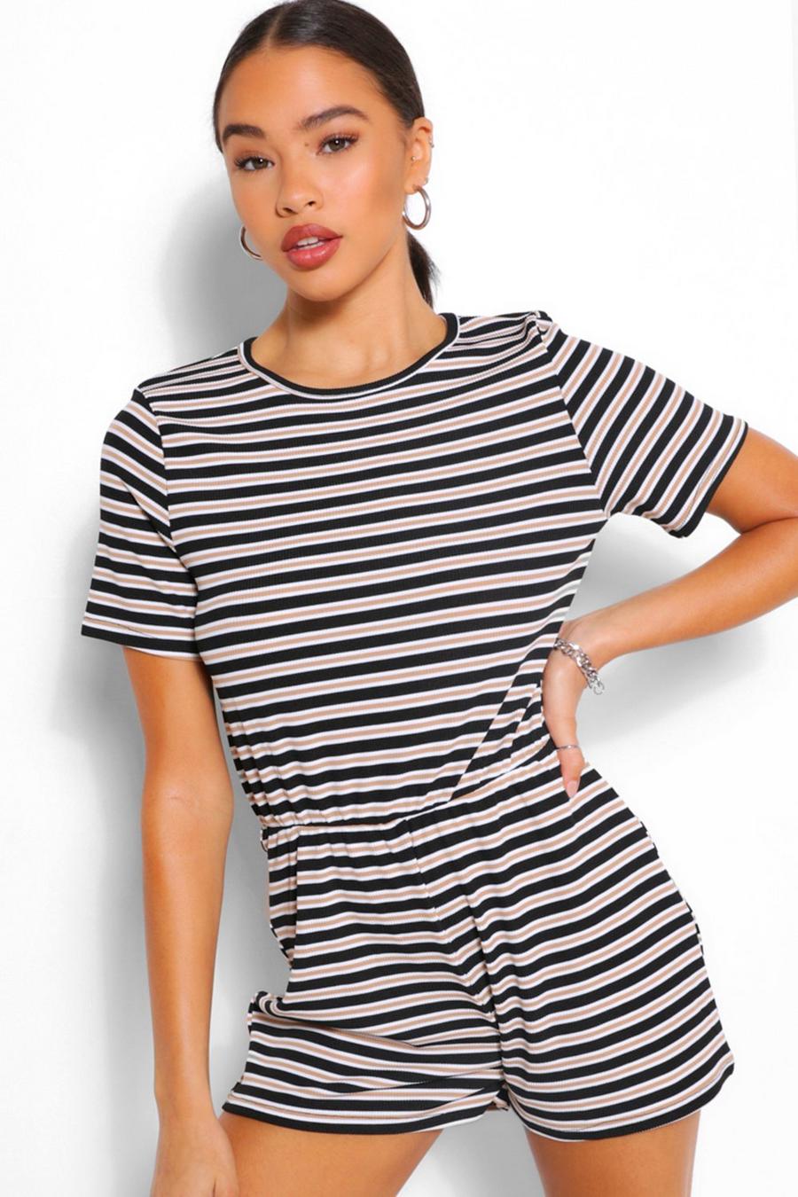 Jersey Stripe Ribbed Playsuit image number 1