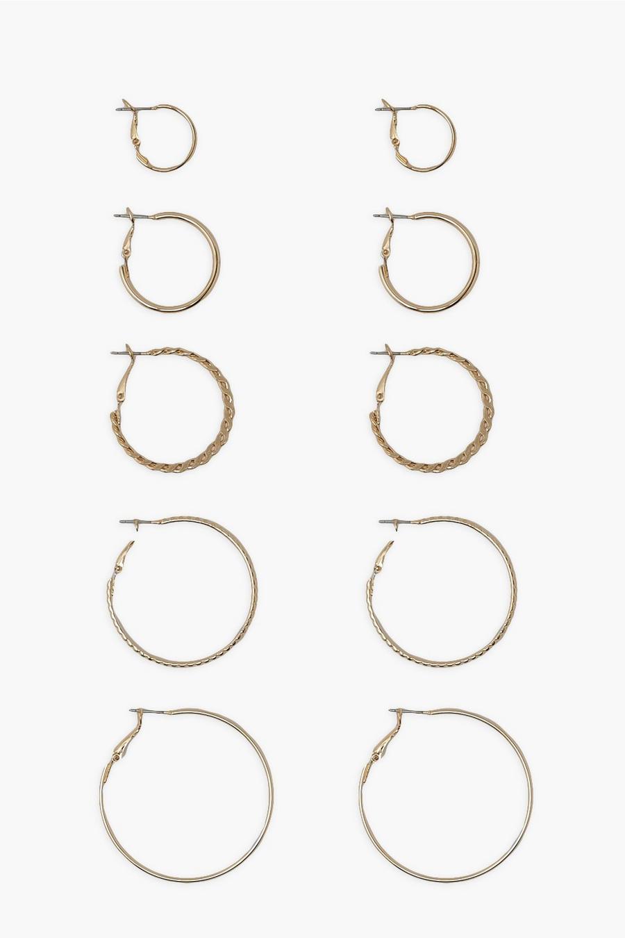 Gold 6 Pack Textured Hoops image number 1