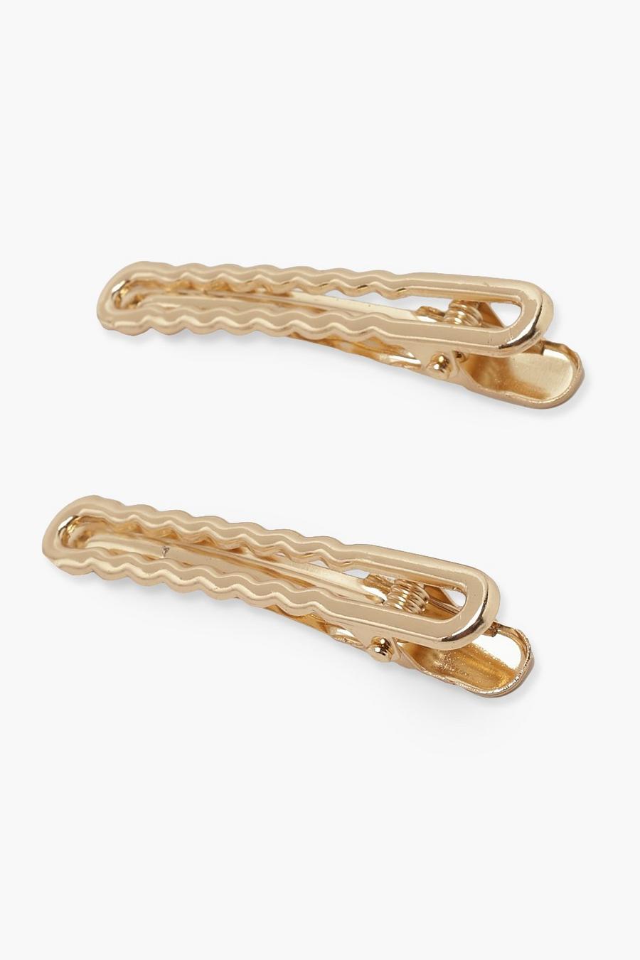 Gold Squiggle Edge 2 Pk Hair Clip image number 1