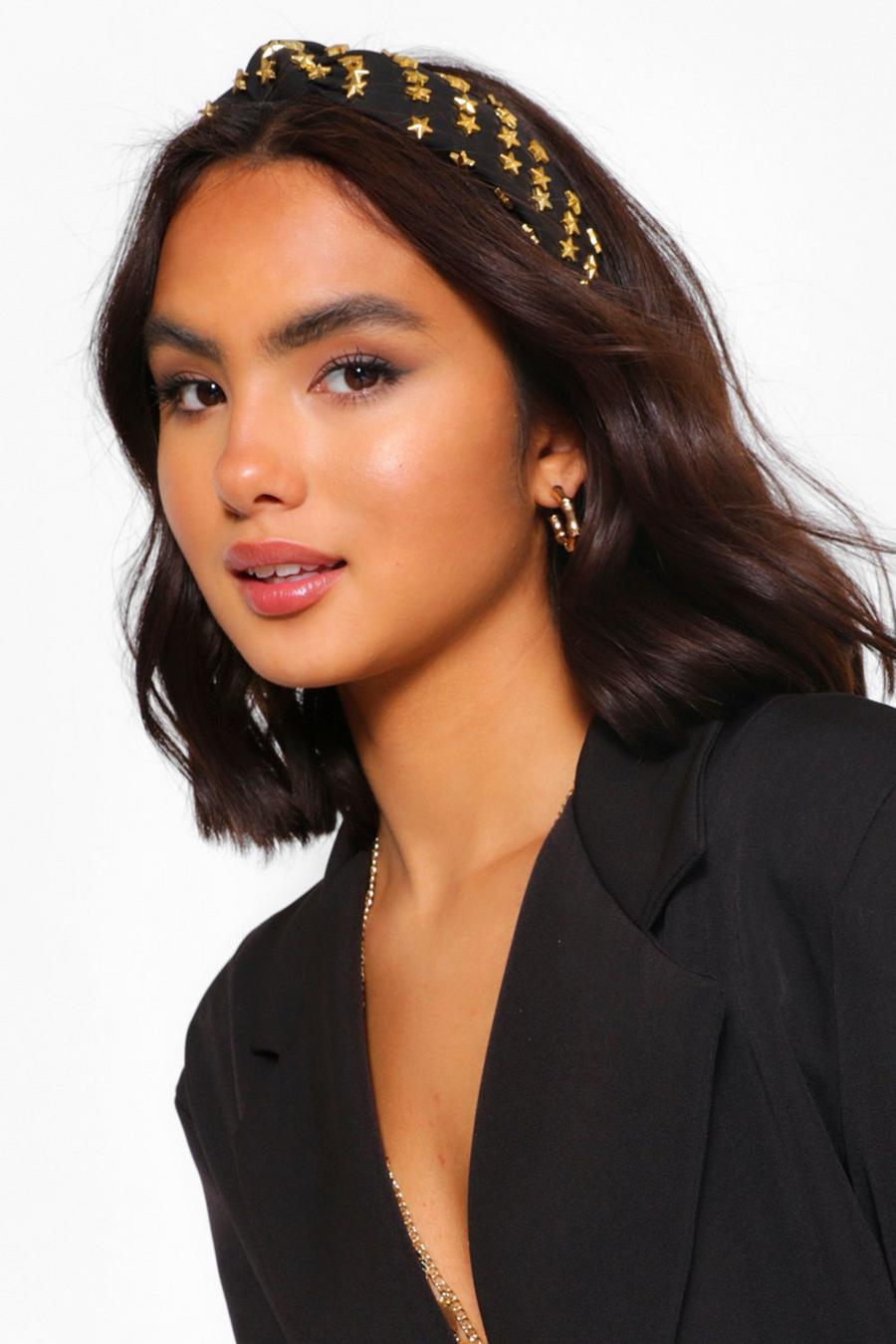 Black Embellished Star Headband image number 1