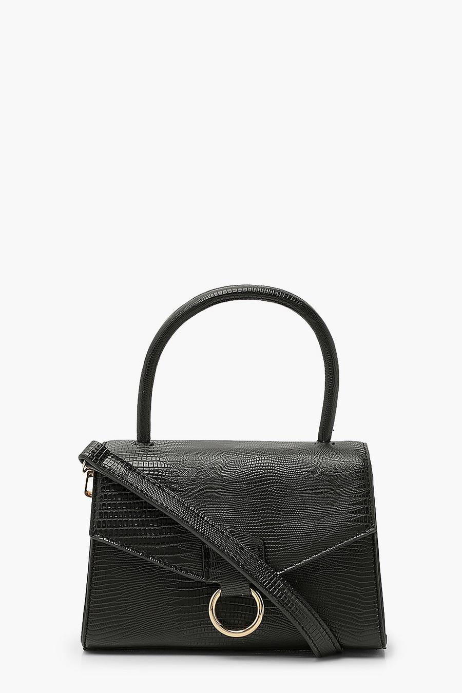 Black Handväska i PU med ödleskinnseffekt image number 1