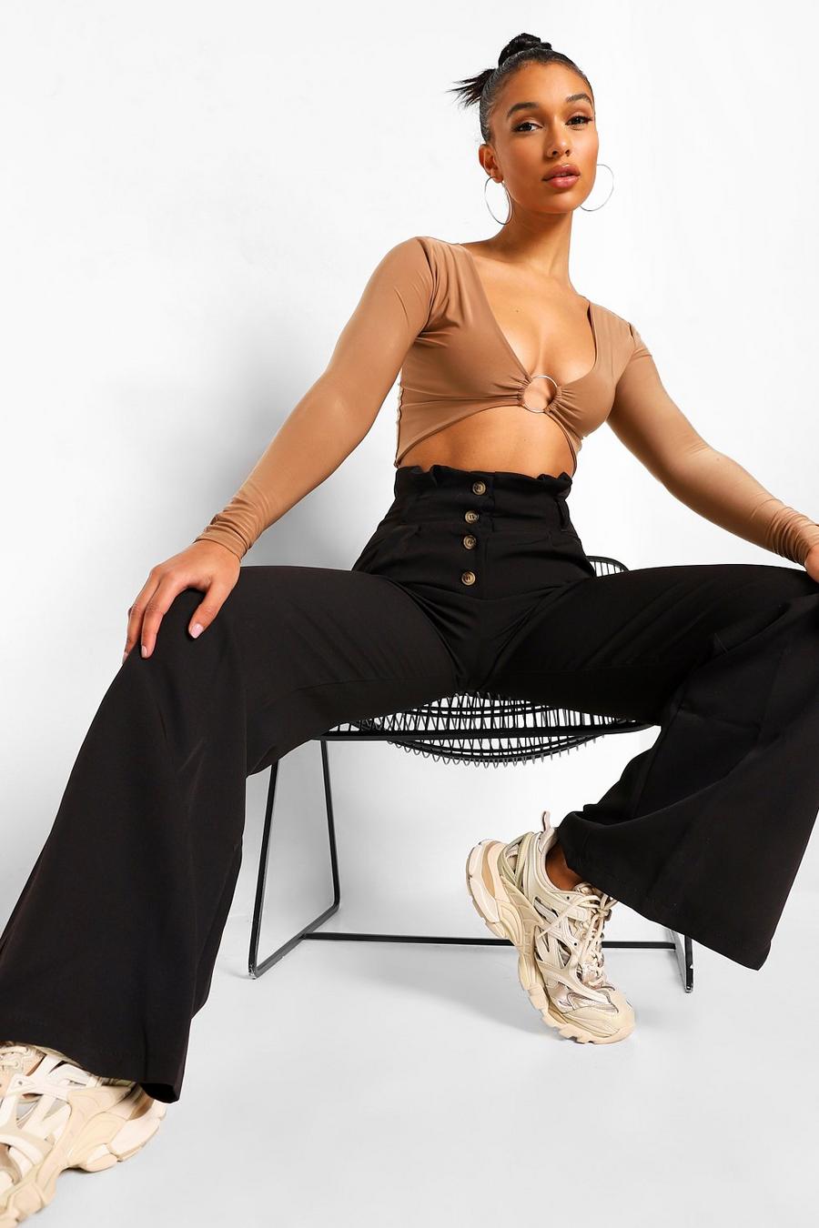 Button Front Wide Leg Pants image number 1