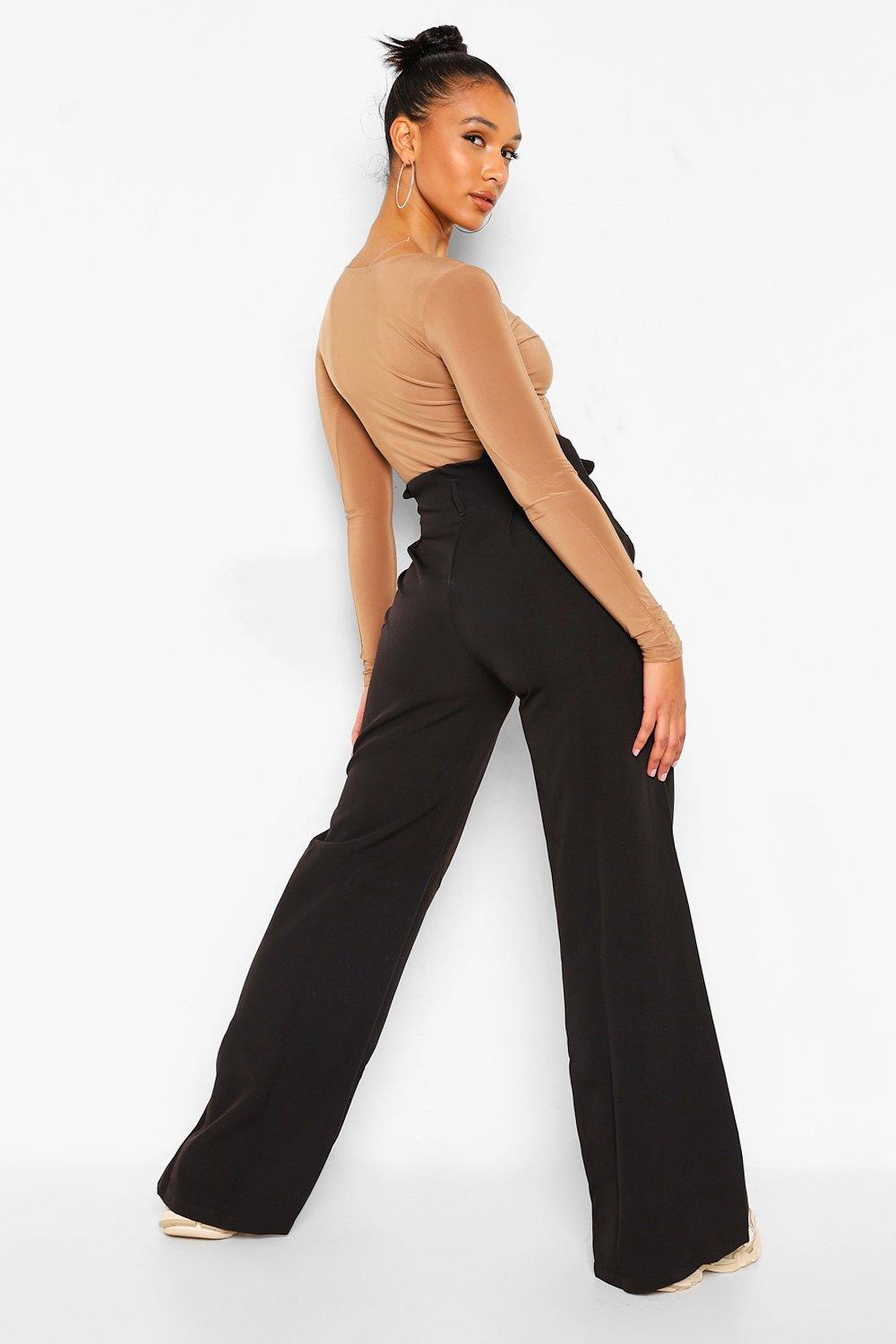 Button front wide leg pants sale