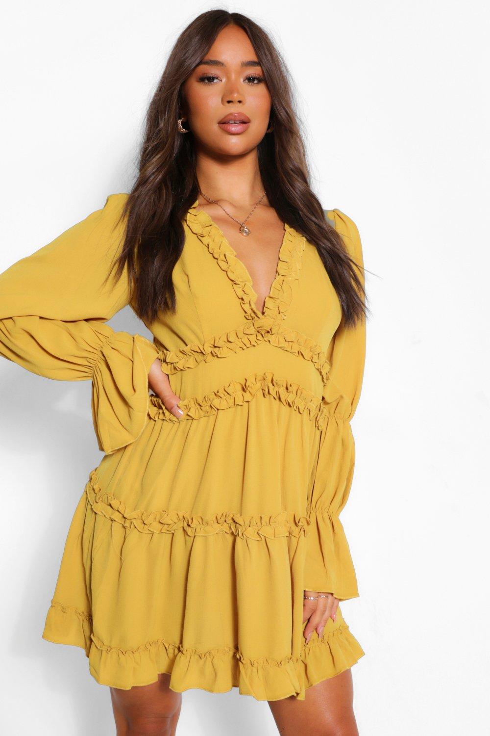 boohoo basic ruffle trim dress