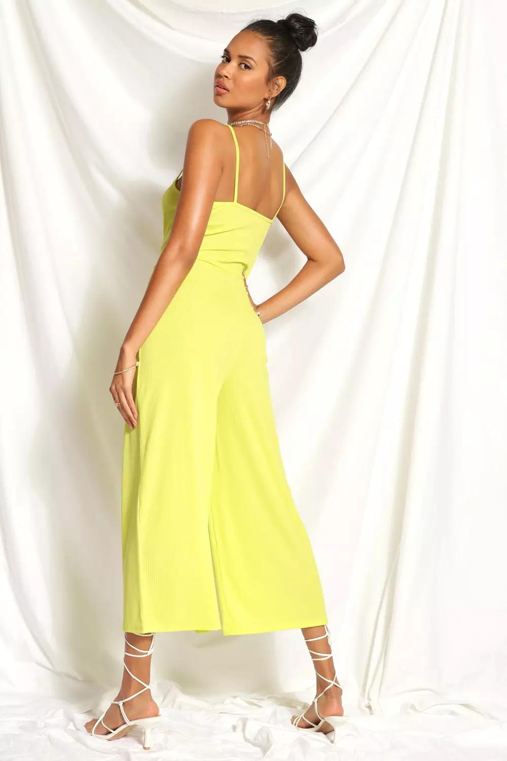 Neon Yellow Straight Neck Cami Bodysuit