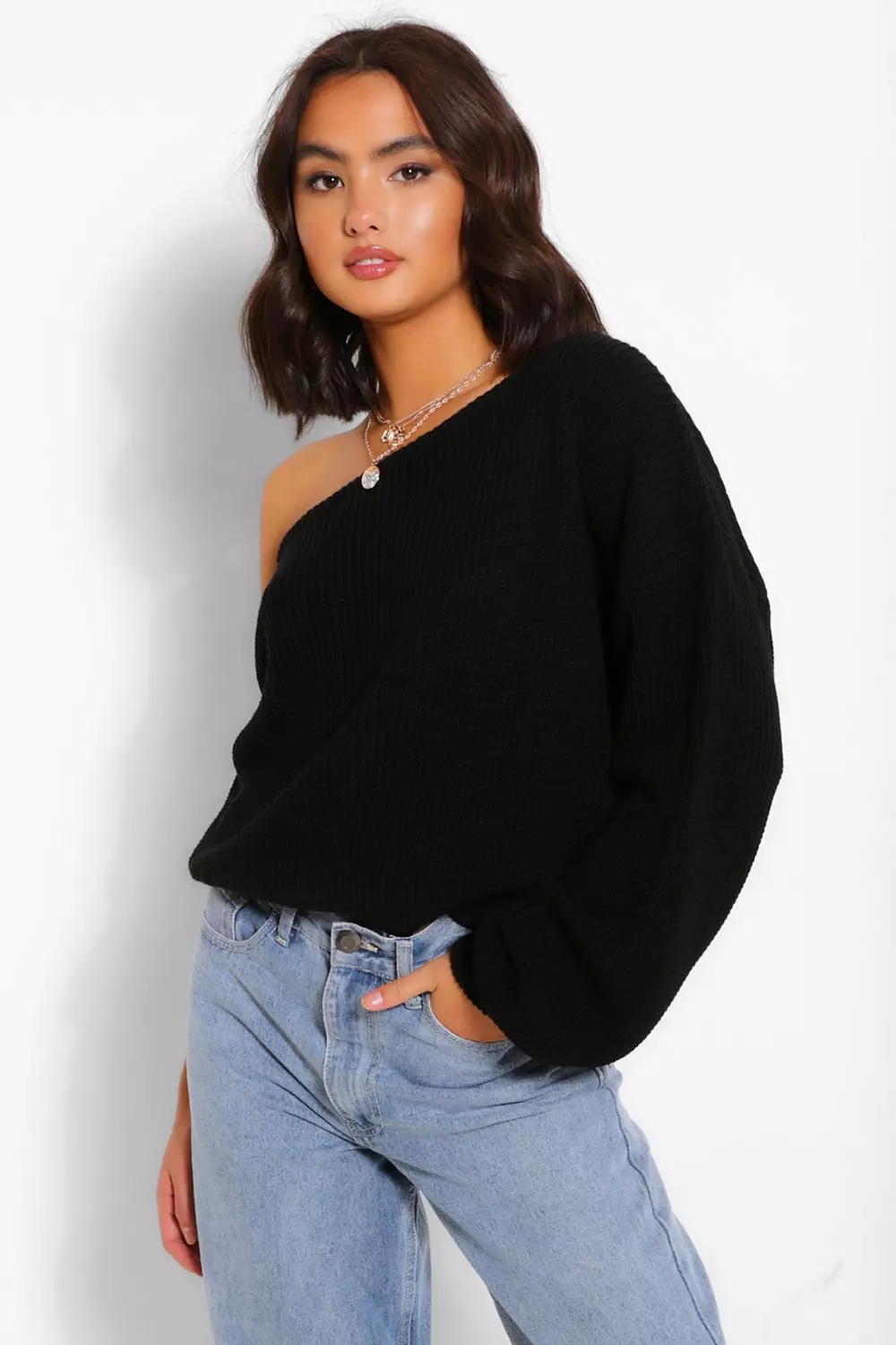 Black one shoulder on sale jumper