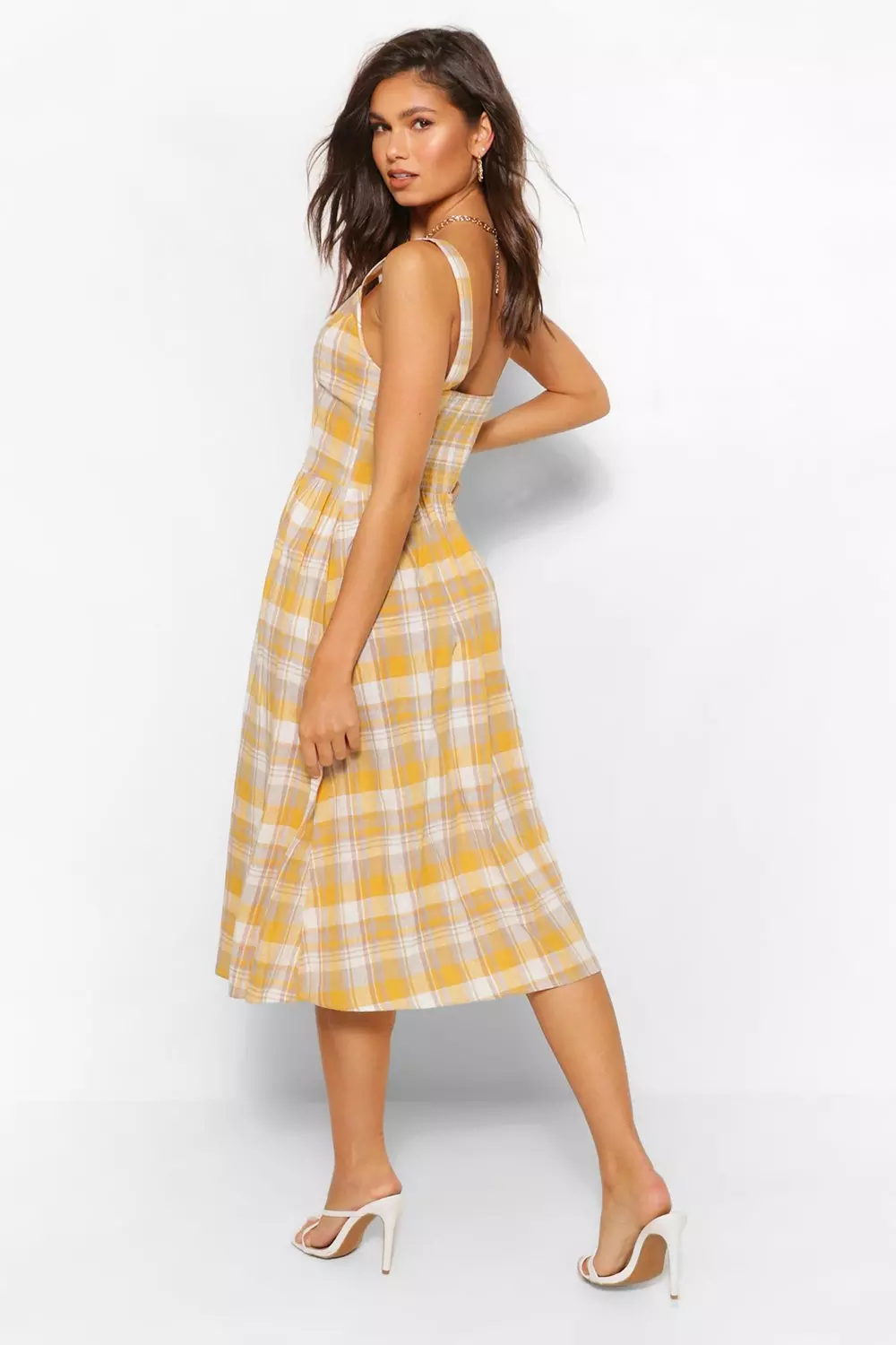 Mustard shop check dress