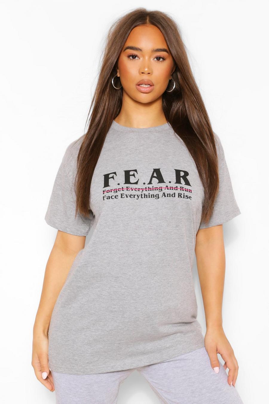 Grey F.E.A.R Graphic T-Shirt image number 1