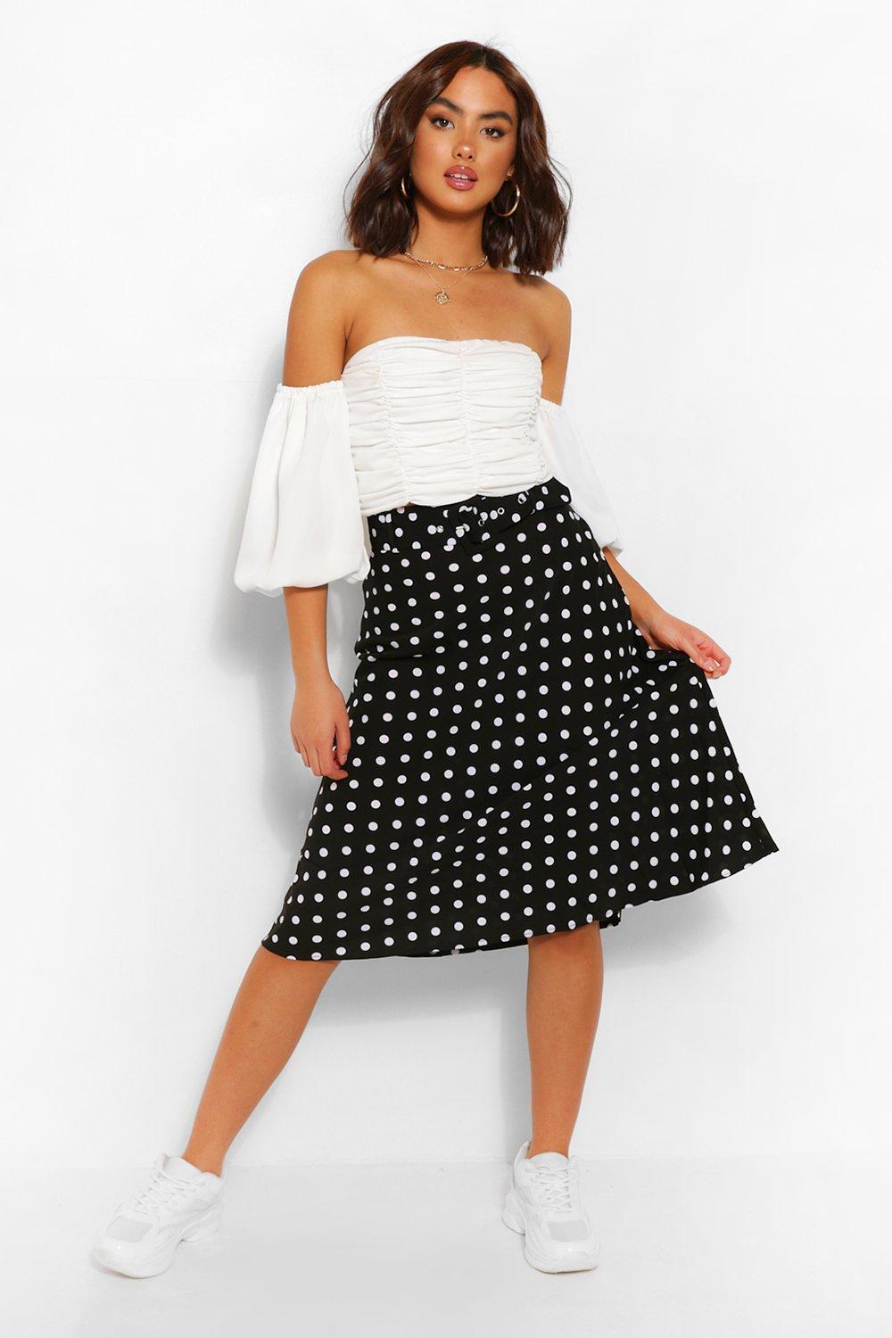 Black pleated shop midi skirt boohoo