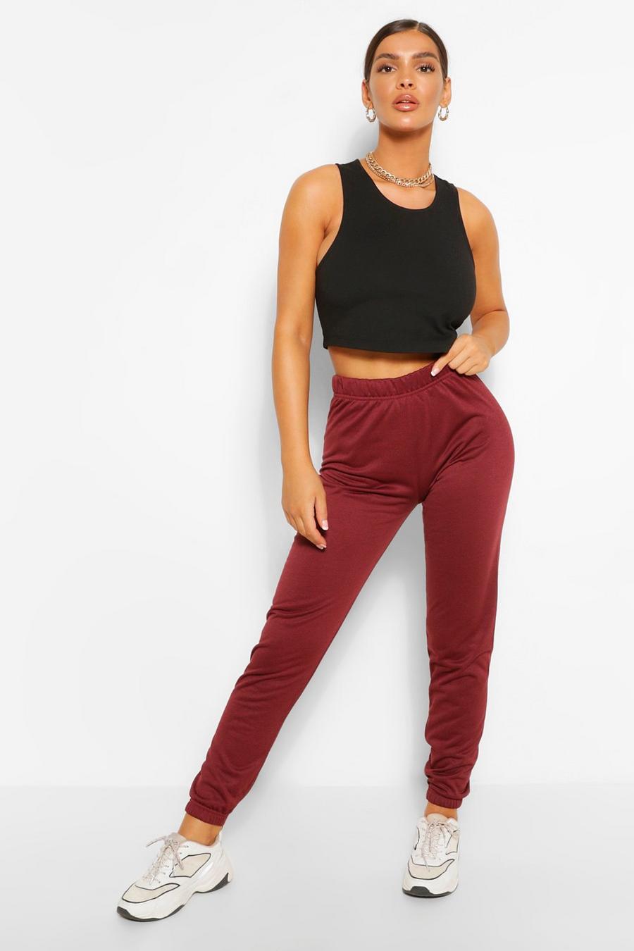 Wine High Waist Casual Joggers image number 1