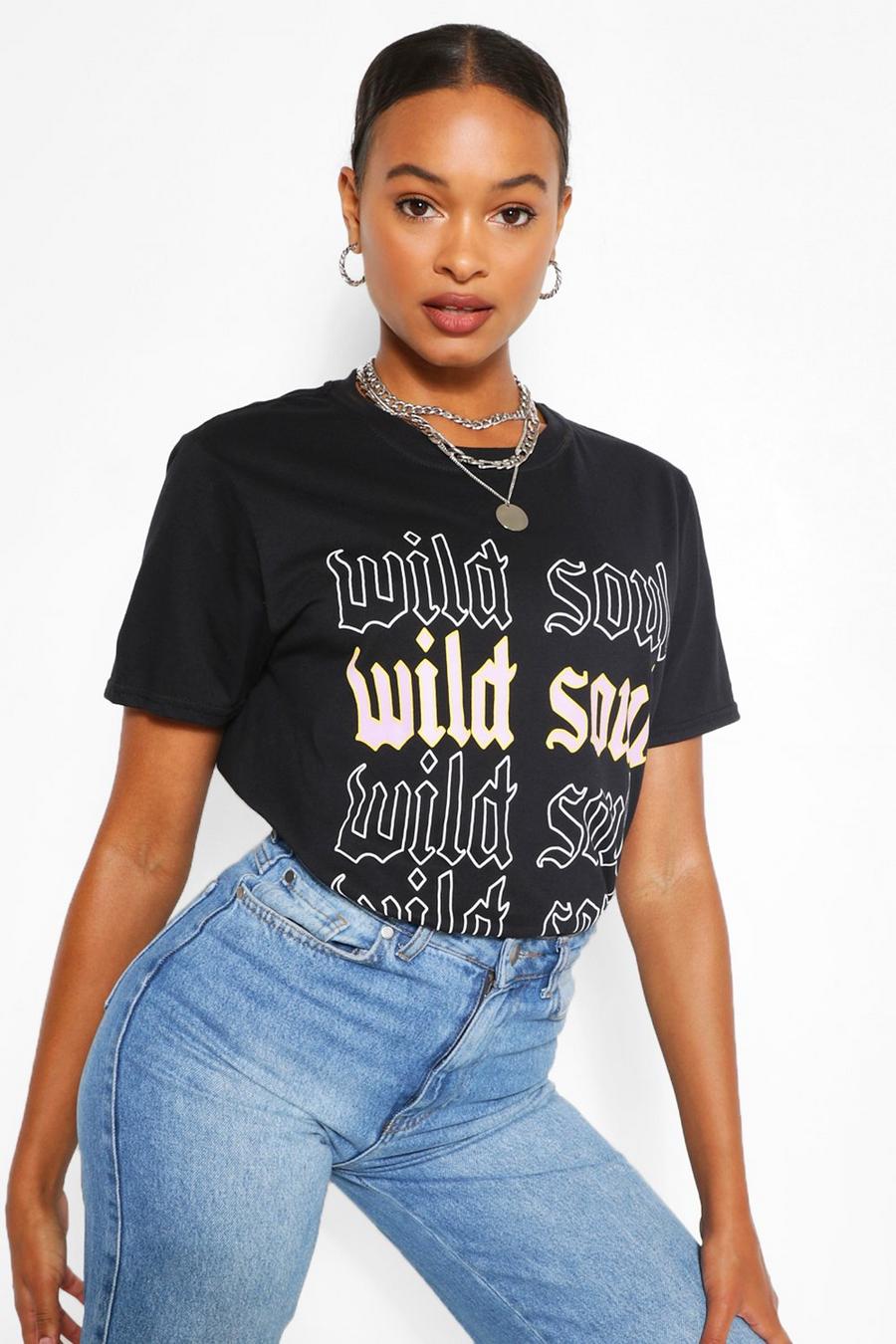 T-Shirt mit sich wiederholendem „Wild Soul“-Print image number 1
