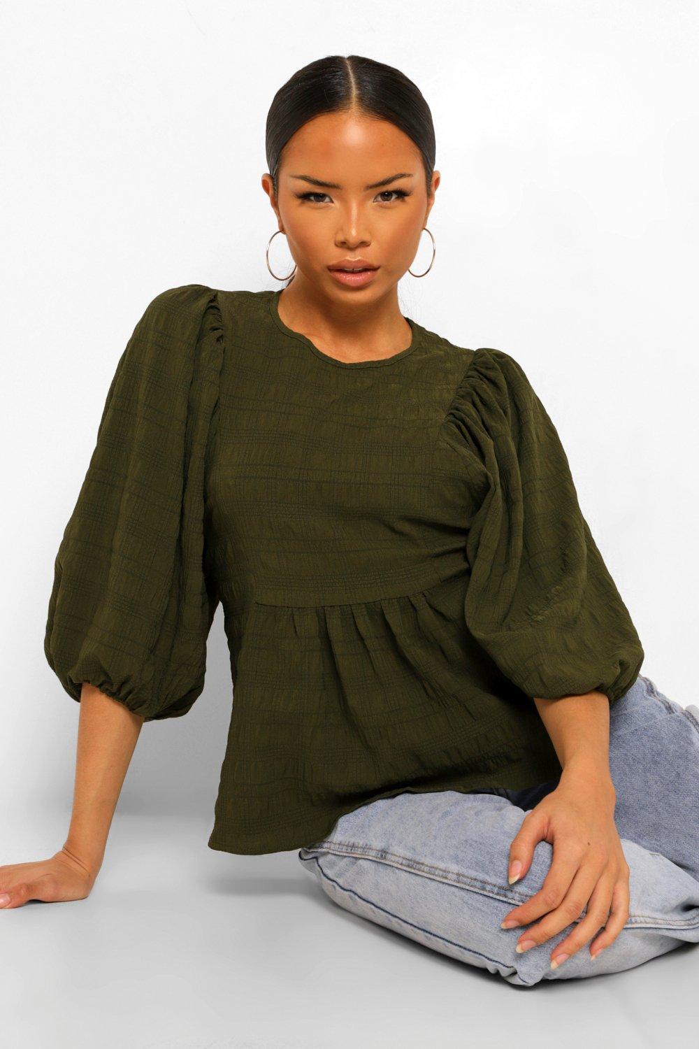 khaki peplum top
