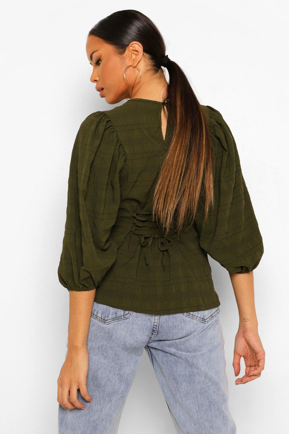 khaki peplum top