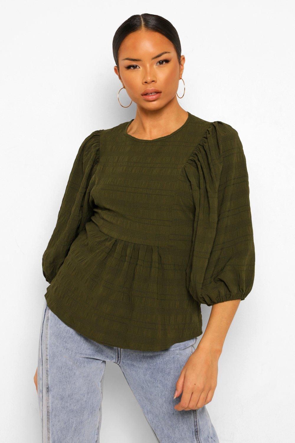 khaki peplum top