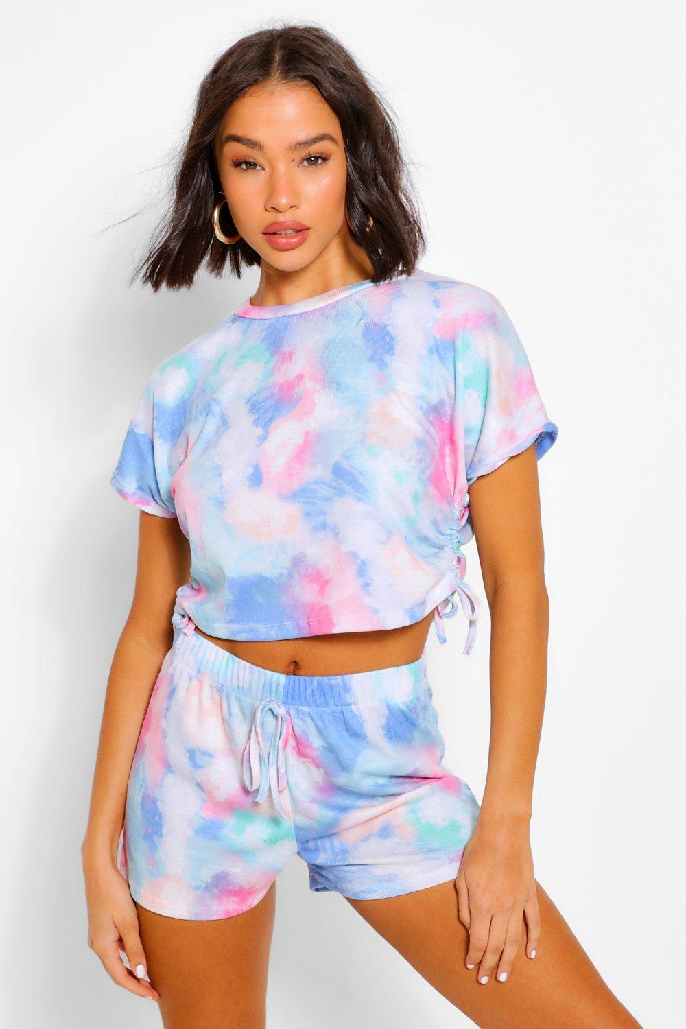 Women's Tie Dye Shorts & Tee Set