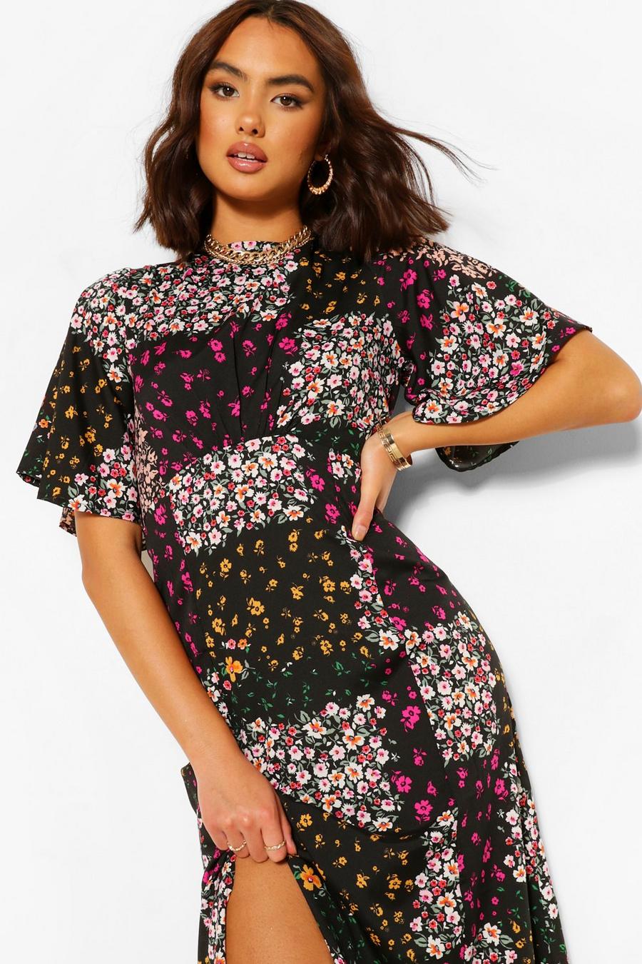 Women's Mixed Floral Print Midi Dress | Boohoo UK