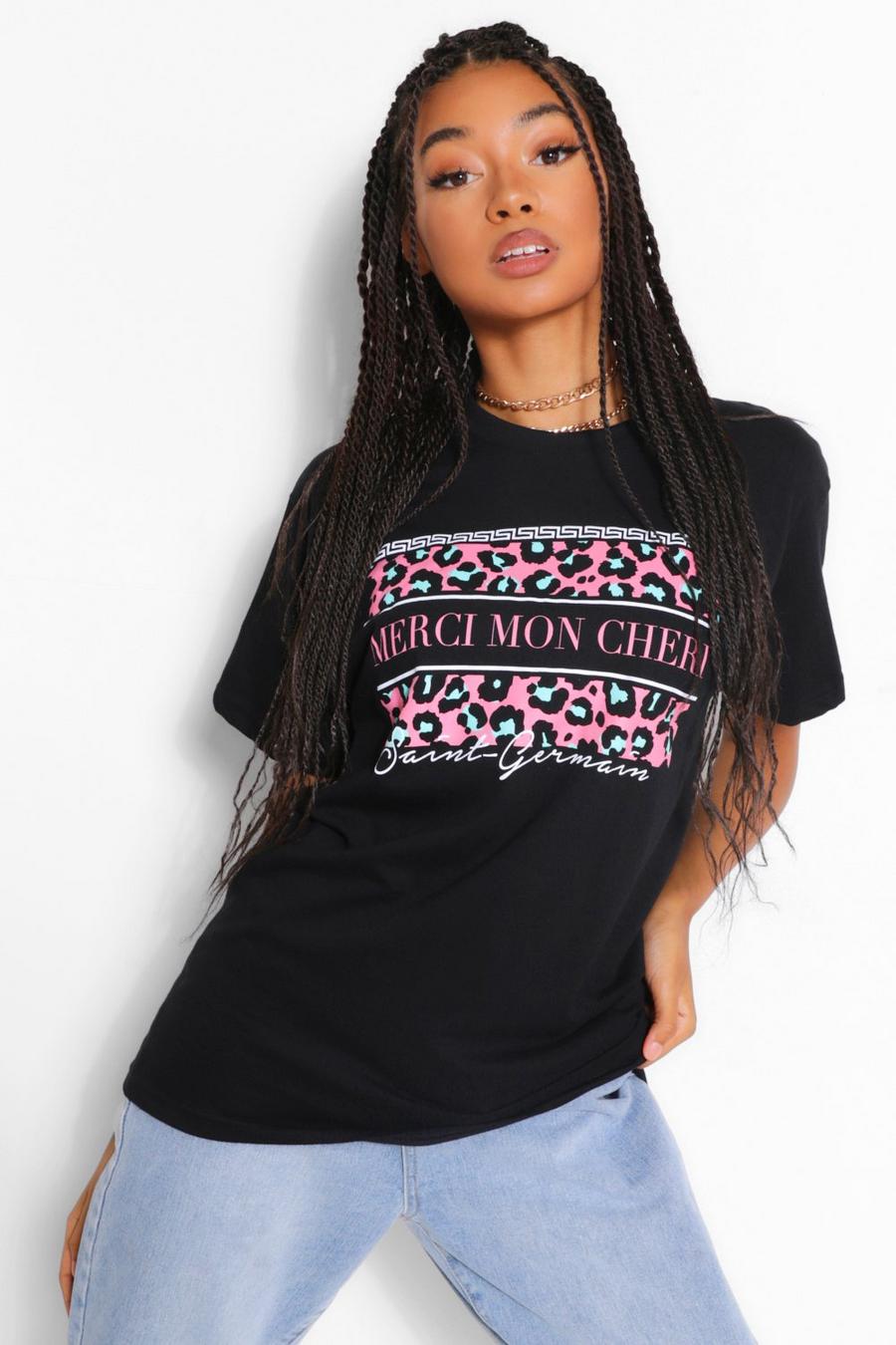 "Merci Mon Cheri" T-shirt med grafiskt tryck image number 1
