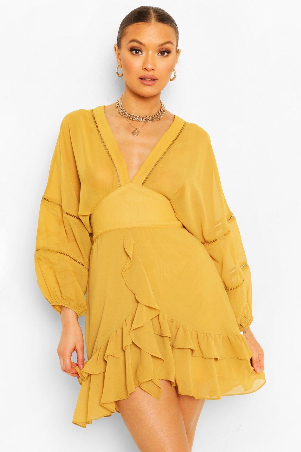 boohoo basic ruffle trim dress