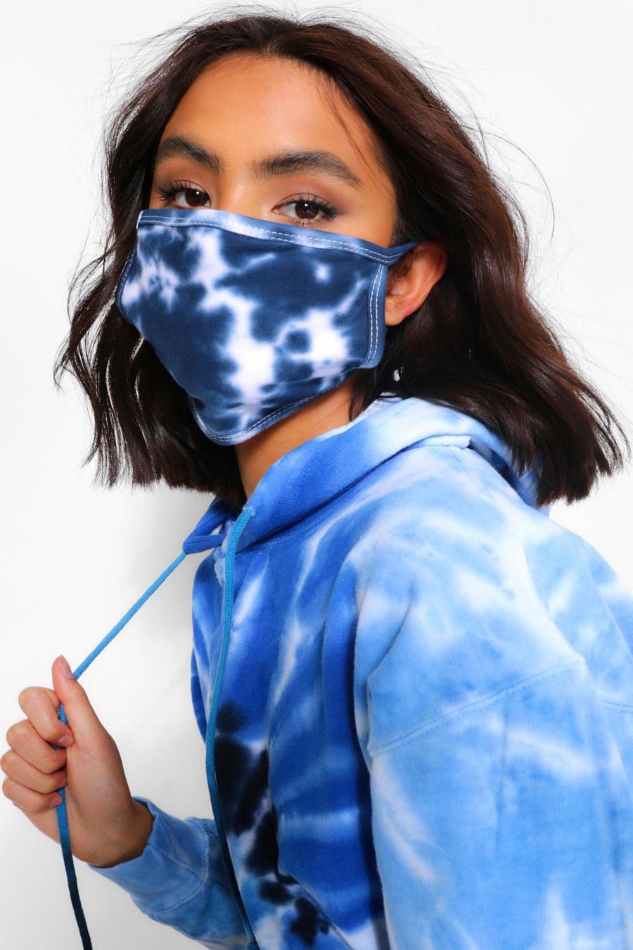 Fashion-Gesichtsmaske in Batik-Optik, Blau image number 1