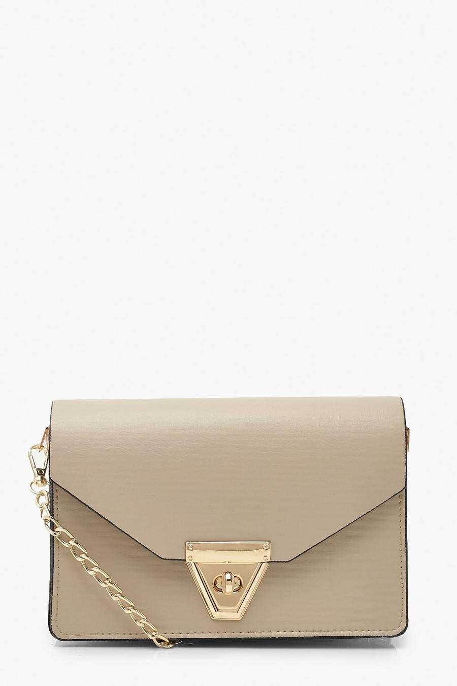 Beige Envelope Cross Body Bag and Chain image number 1