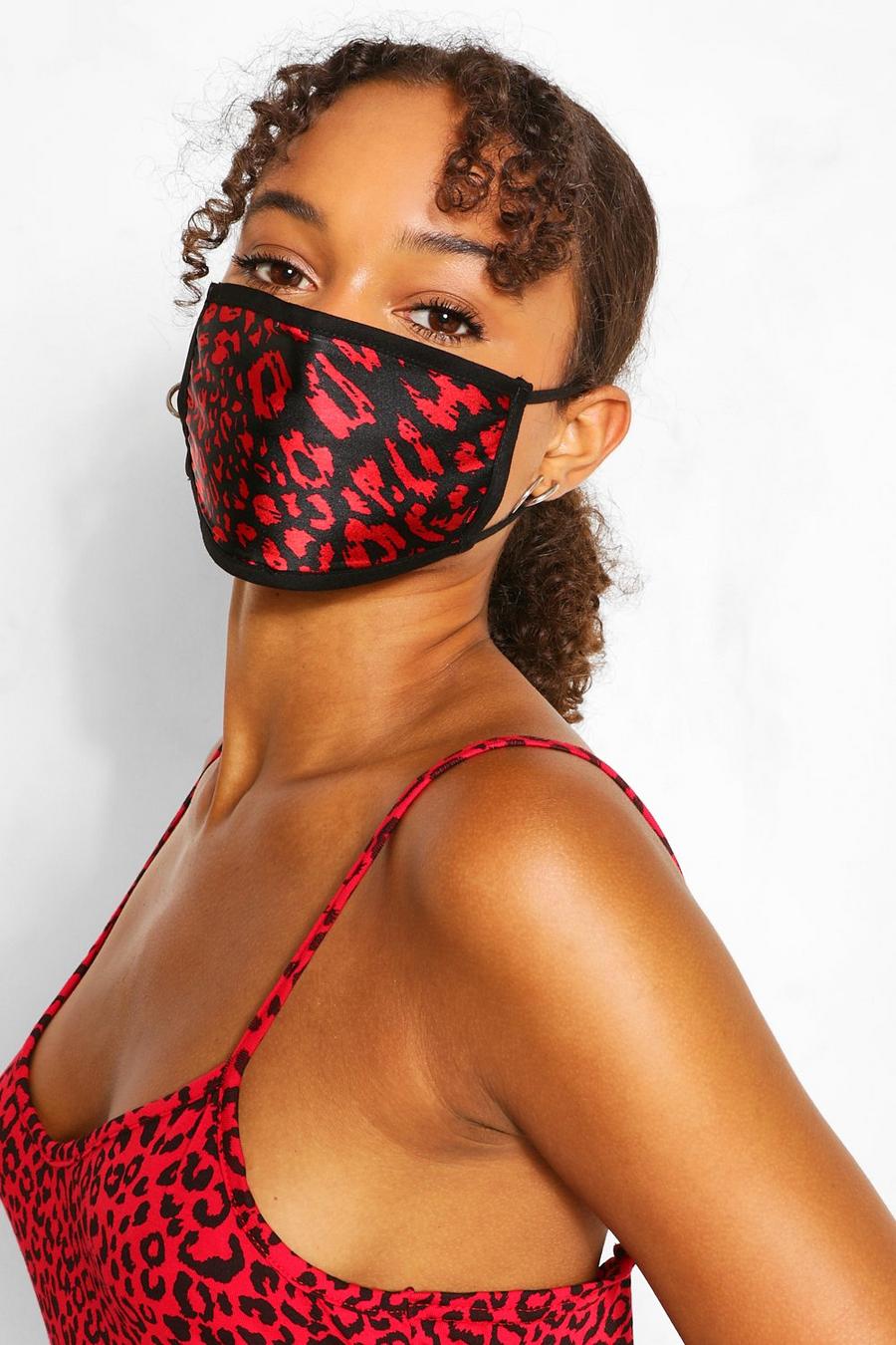 Black Mixed Print Fashion Face Mask 3 Pack image number 1
