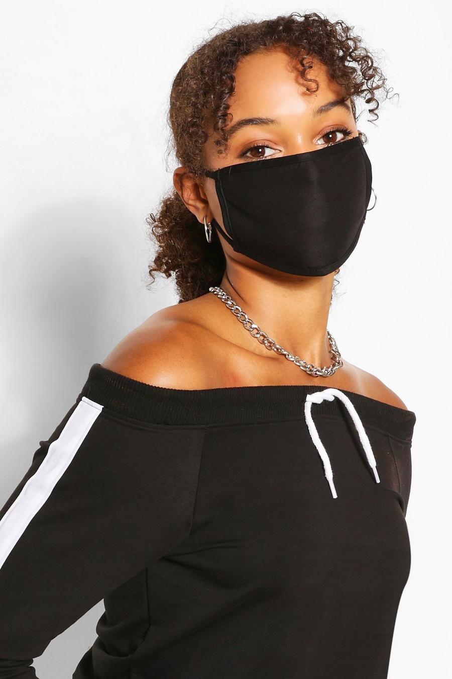 Black Fashion mask med blandade mönster (4-pack) image number 1