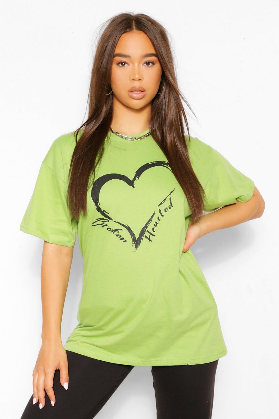 Pistachio "Broken Hearted" T-shirt med grafiskt tryck image number 1