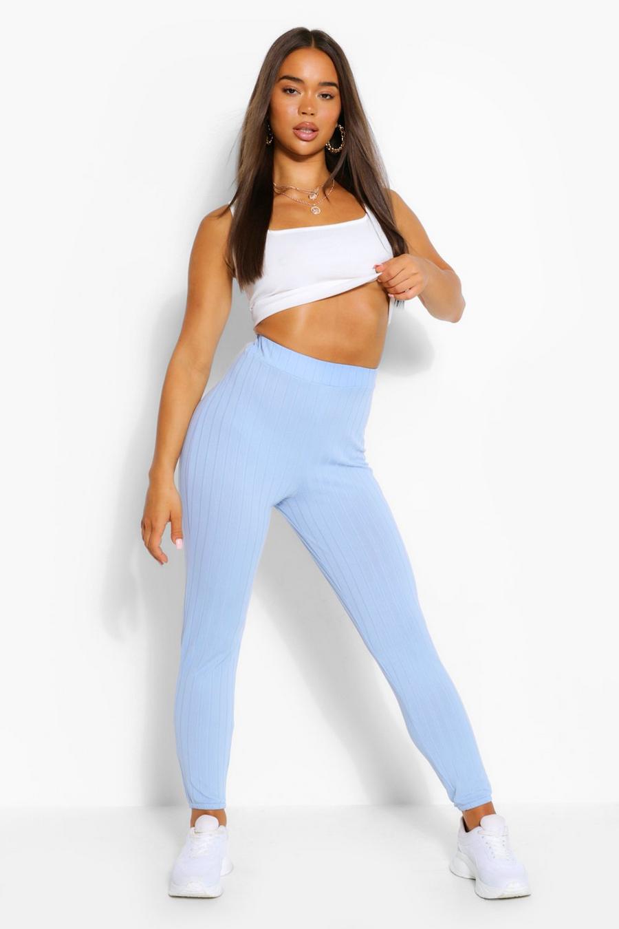 Blue Ribbed Joggers image number 1