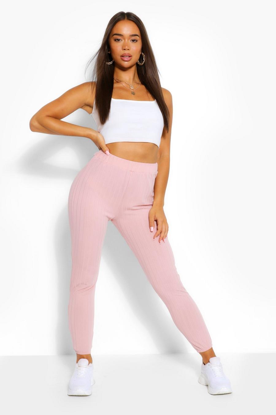 Blush Ribbed Joggers image number 1