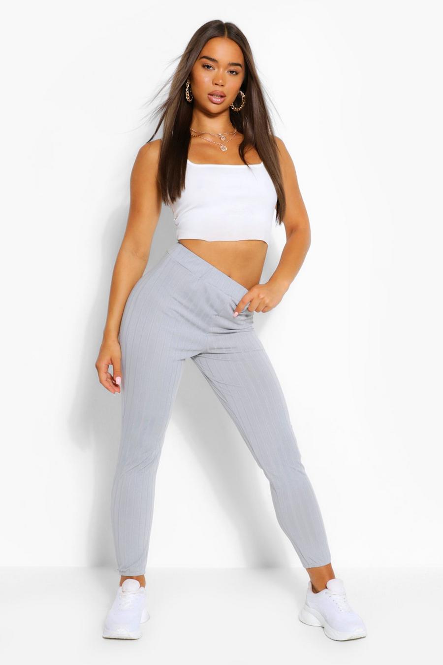 Grey Ribbed Joggers image number 1