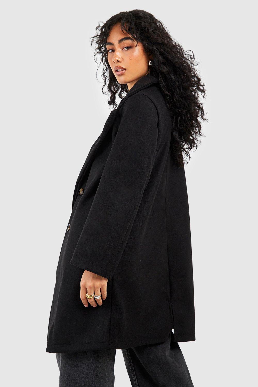 Black wool look hot sale coat