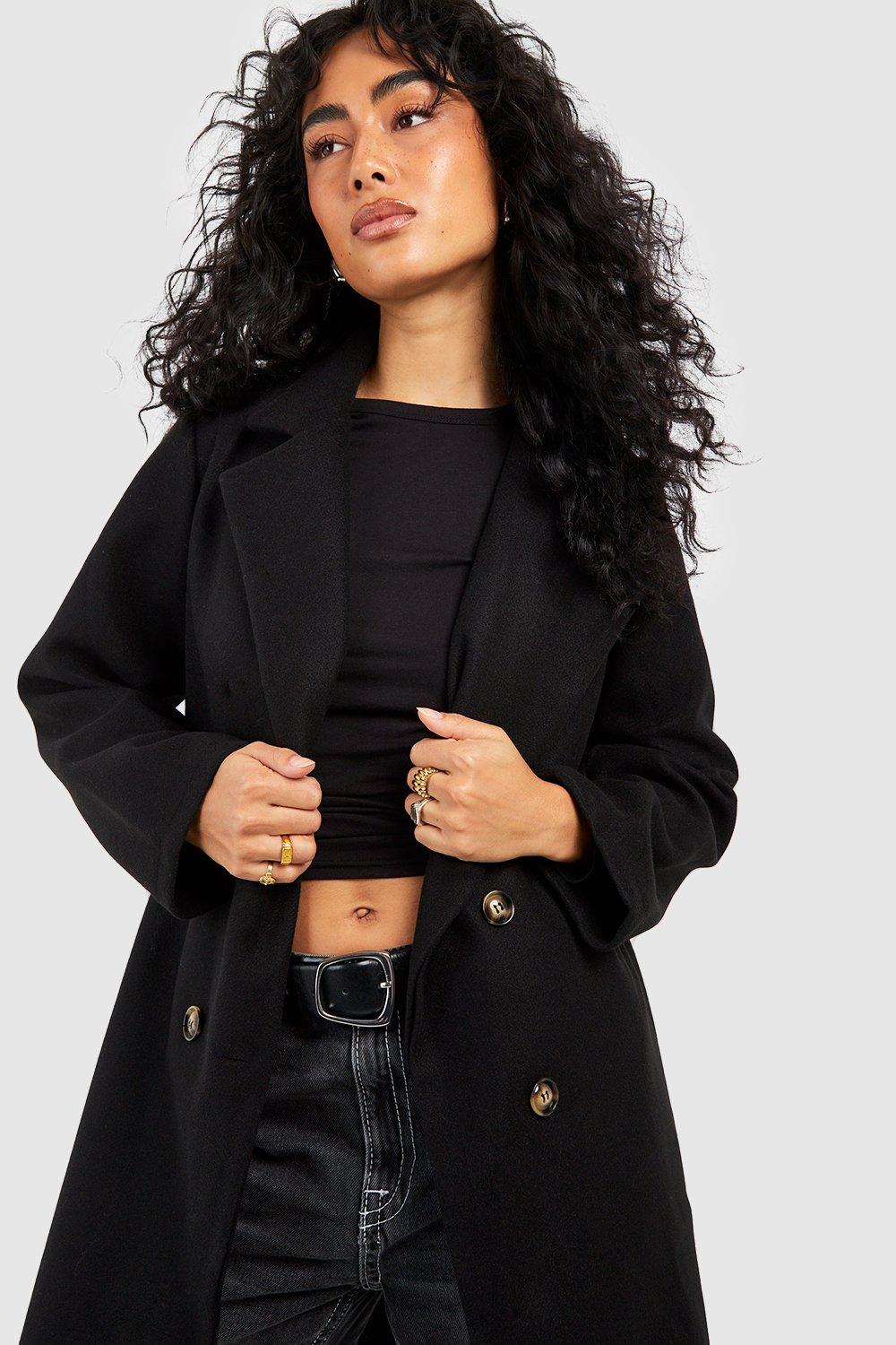 Black wool look hot sale coat