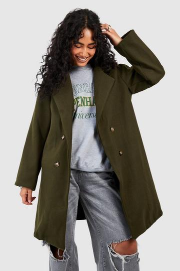 Oversized Double Breasted Wool Look Coat khaki