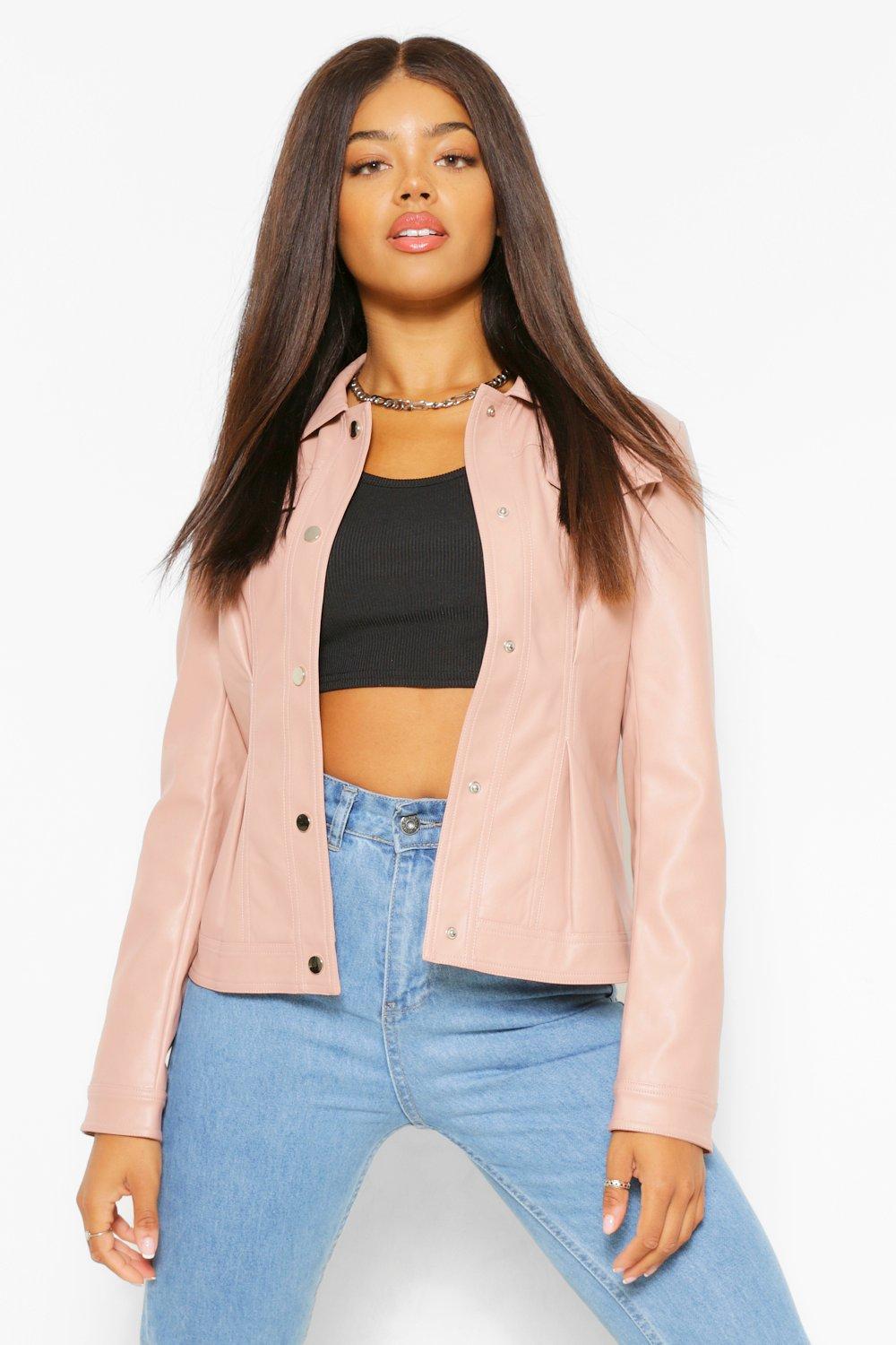 collared leather jacket