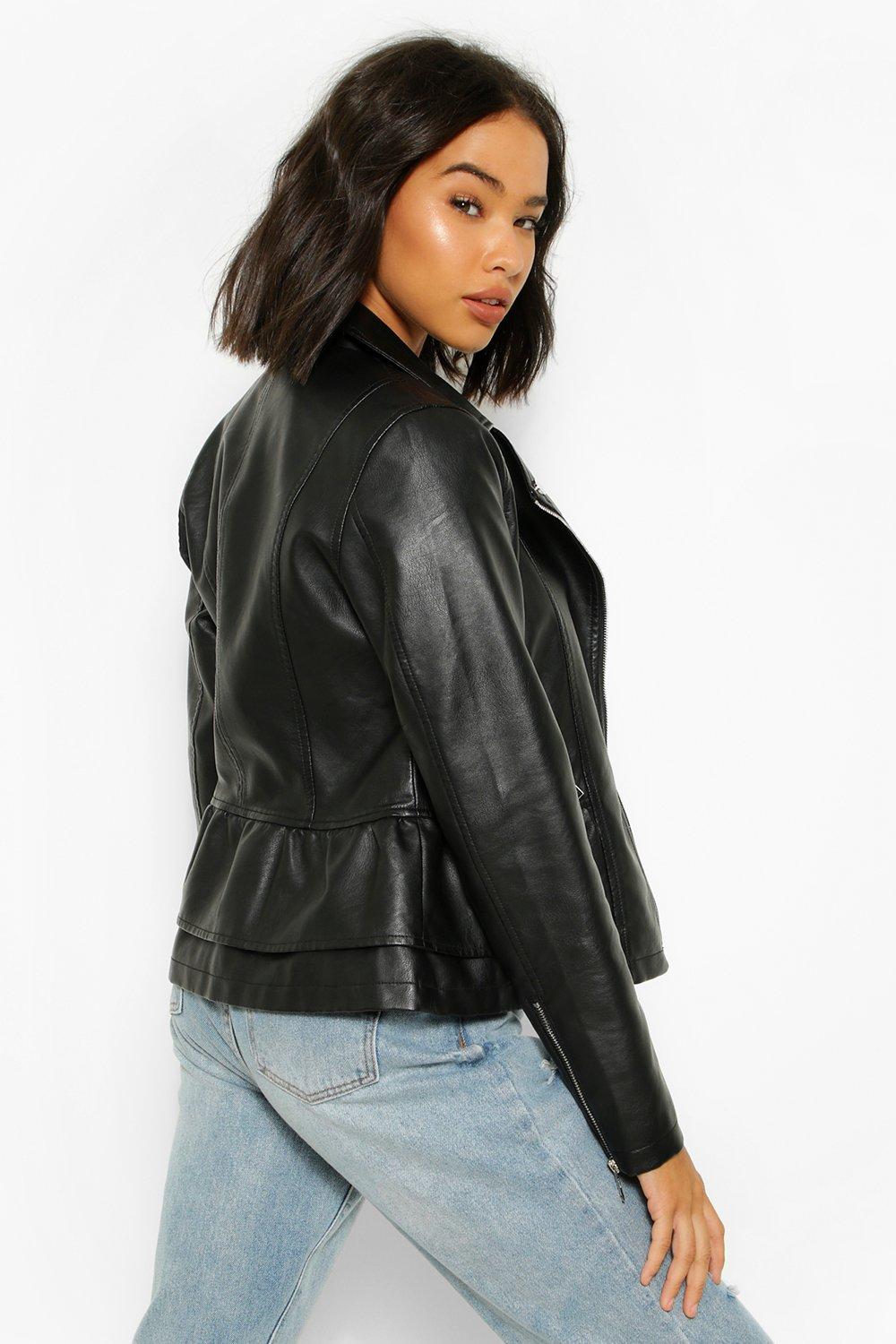 Faux leather shop peplum jacket