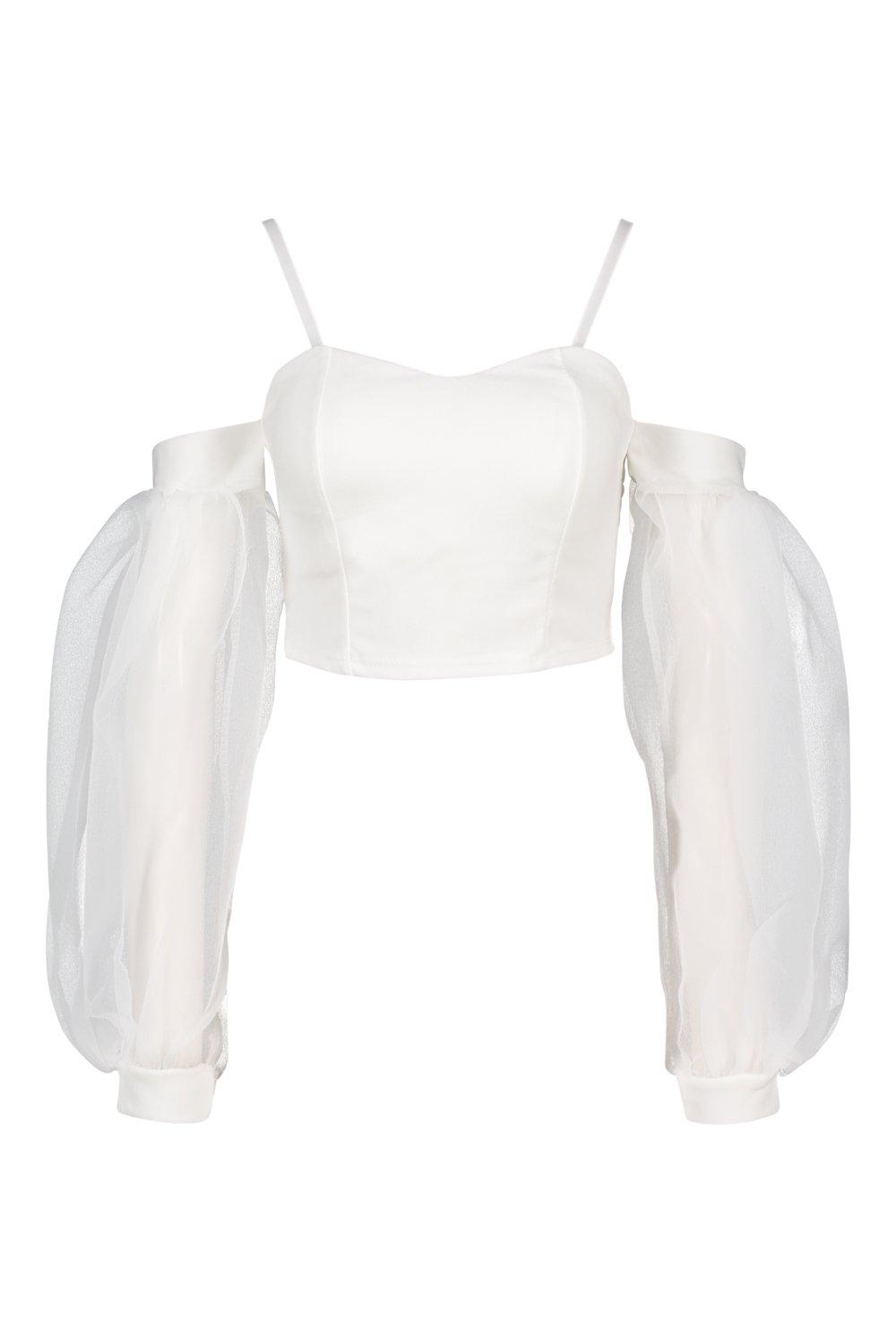 White mesh 2024 puff sleeve top