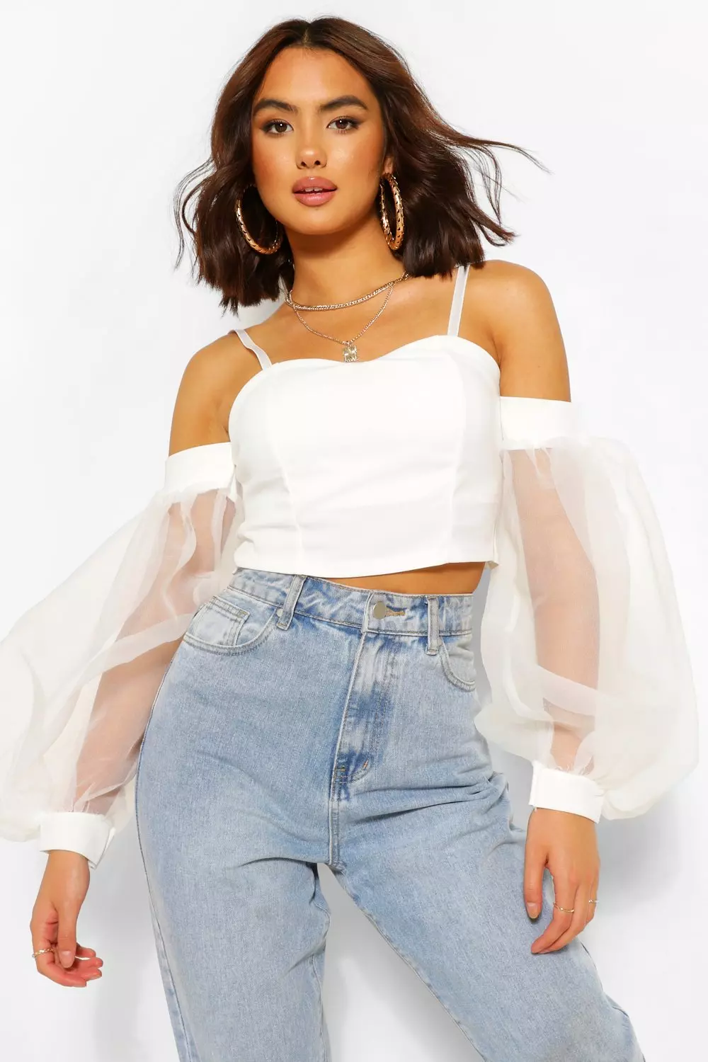 Puff sleeve bustier top new arrivals