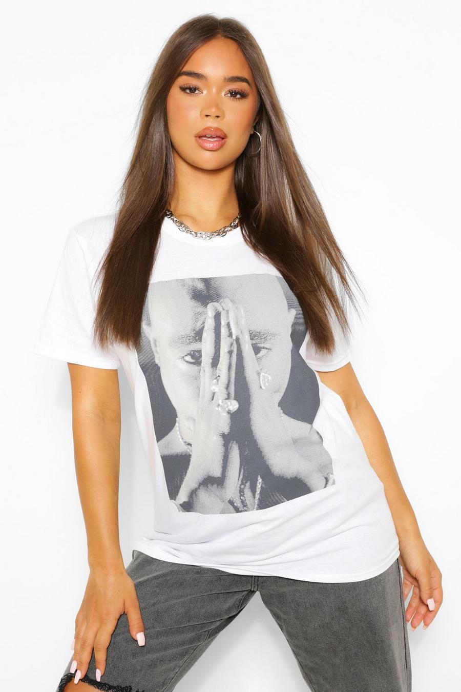 Wit Oversized Tupac Band T-Shirt image number 1