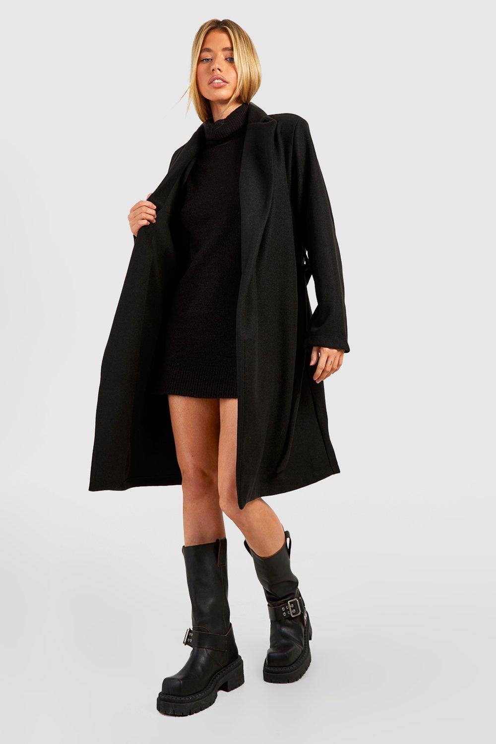 Belted Wool Look Coat