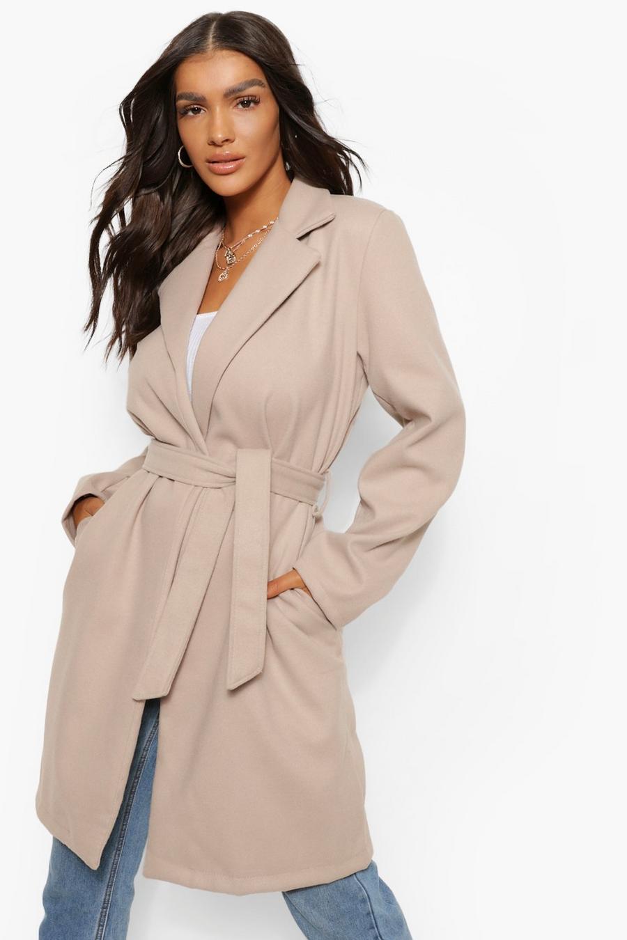 Belted Wool Look Coat | boohoo USA Belted Wool Look Coat | boohoo USA