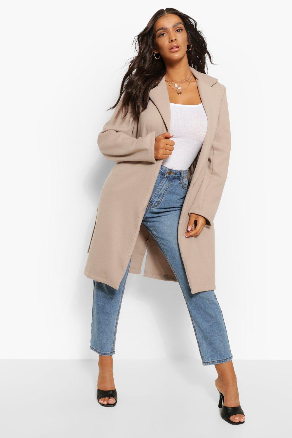 Belted Wool Look Coat