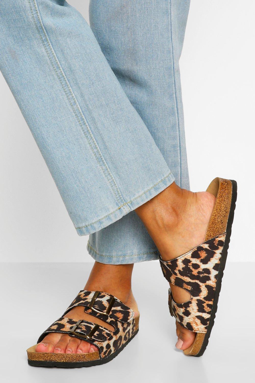 double strap footbed sliders