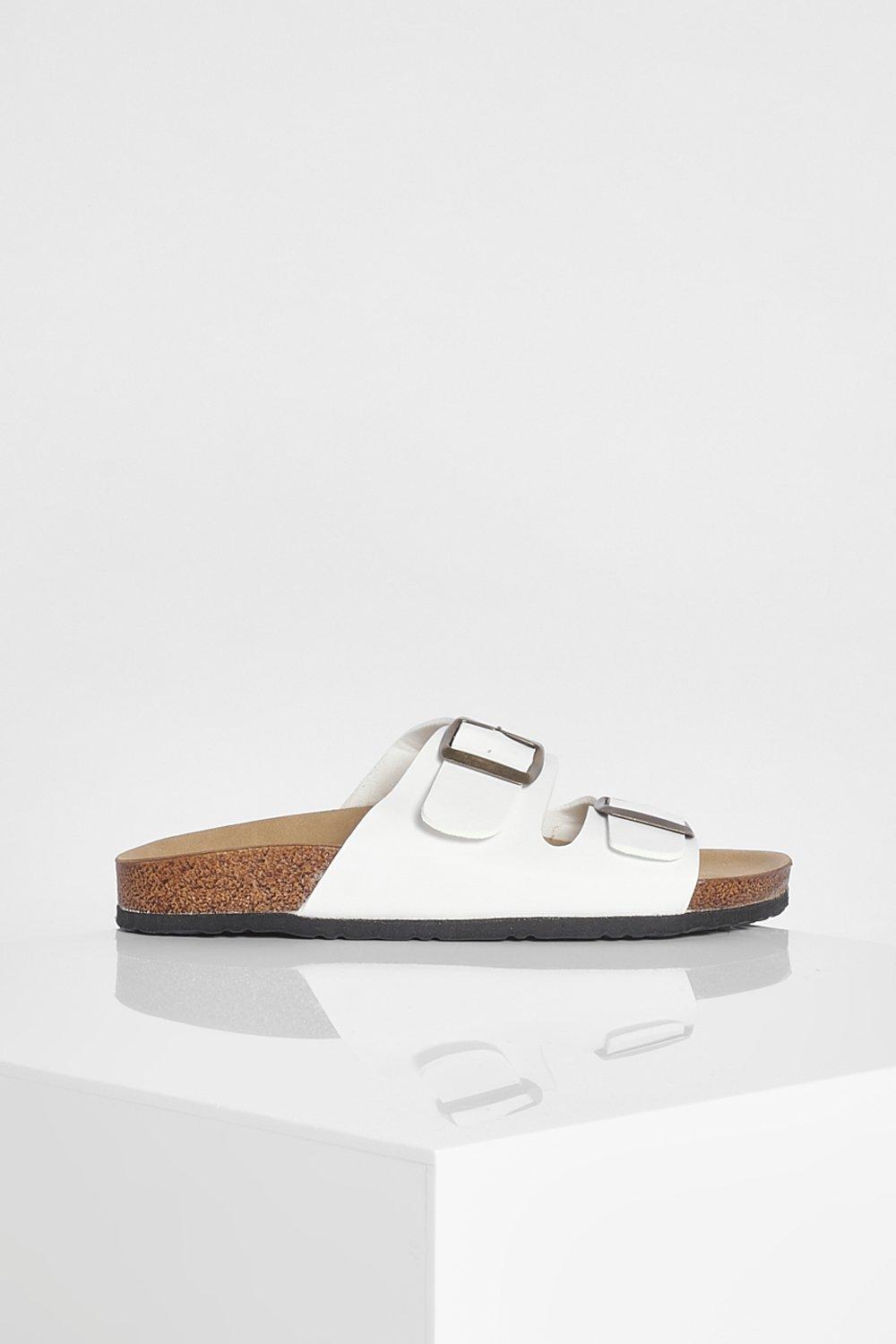 double strap footbed sliders