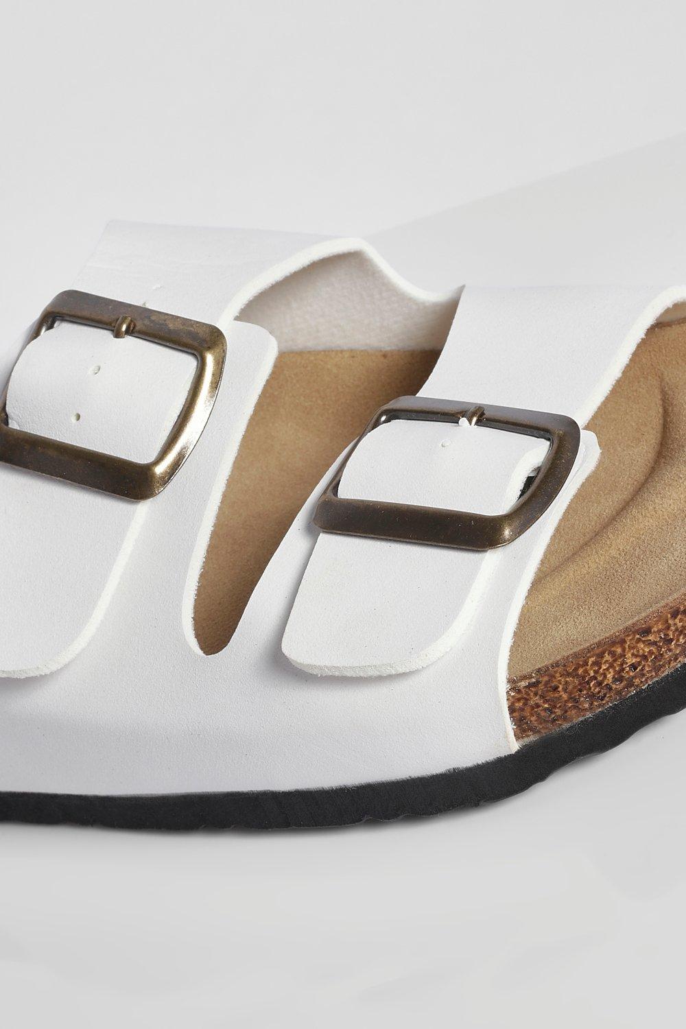 double strap footbed sliders